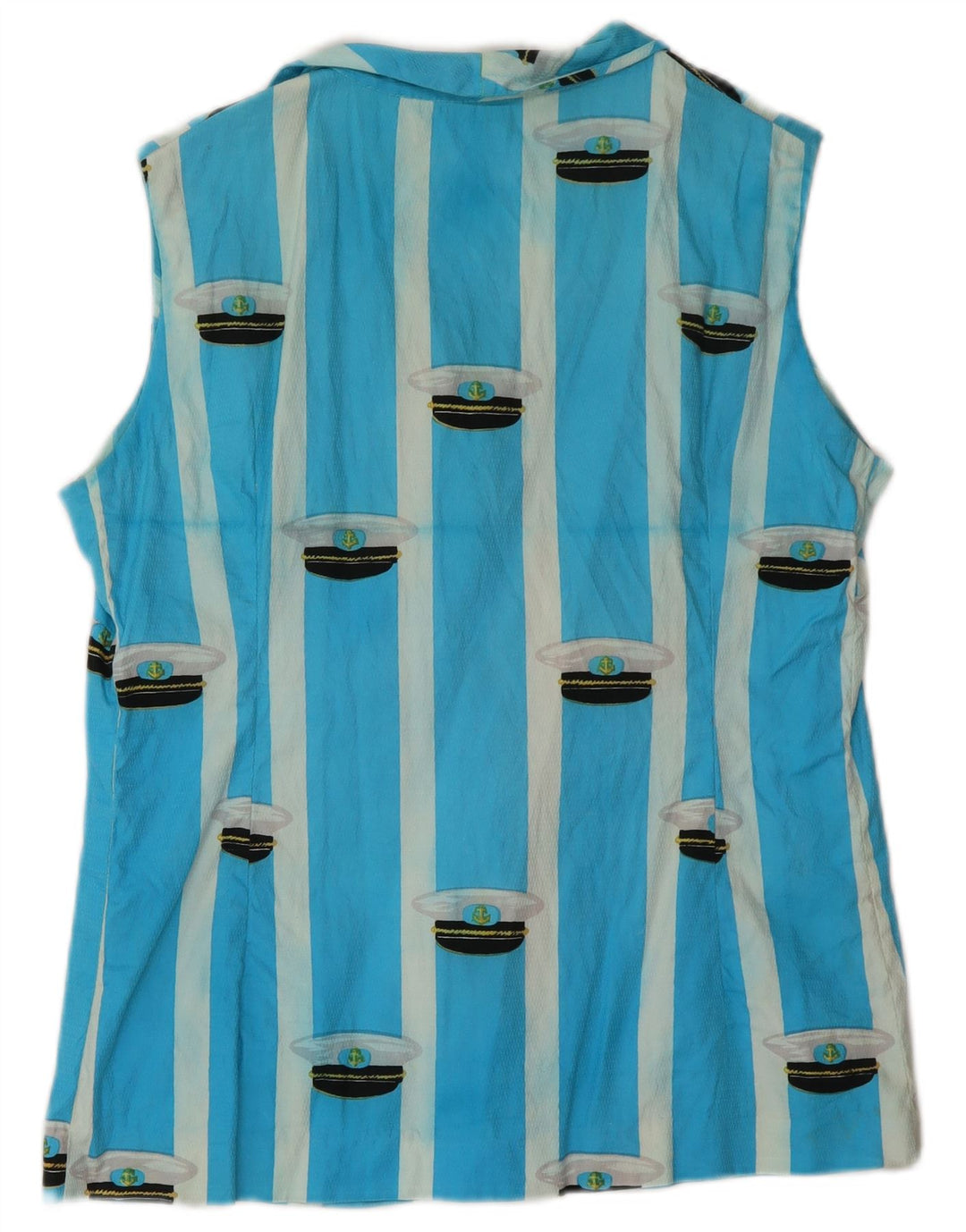 Bluză cămașă fără mâneci pentru femei VINTAGE UK 16 mare cu dungi albastre