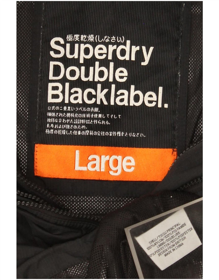Jachetă de ploaie grafică Superdry pentru fete 11-12 ani, mare, negru, nailon
