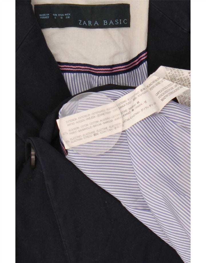 Blazer pentru femei Zara, cu 1 nasture, UK 8, bumbac, albastru bleumarin