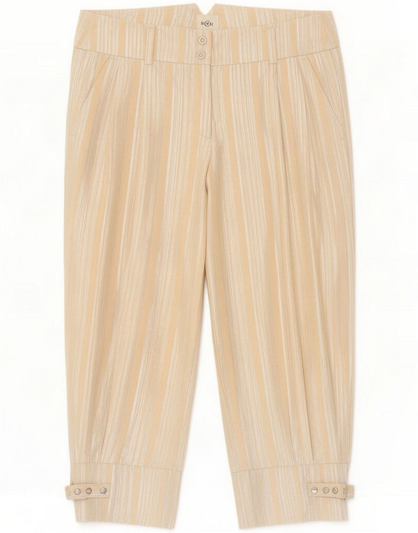 Cerruti 1881 Pantaloni Capri pentru femei IT 42 Medium W28 L21 Bej Dungi