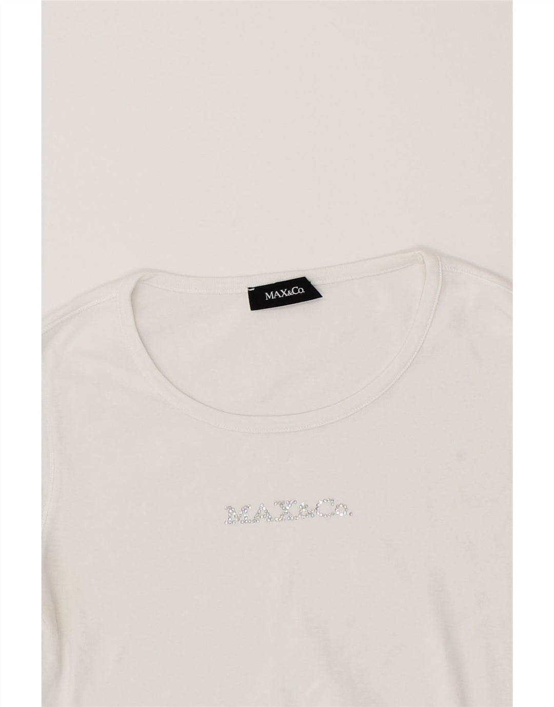 MAX & CO. Womens Graphic Top Long Sleeve UK 12 Medium White Vintage Max & Co. and Second-Hand Max & Co. from Messina Hembry 