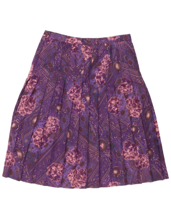 ELENA MIRO Fusta plisată cuțit pentru femei UK 20 2XL W42 Violet Floral
