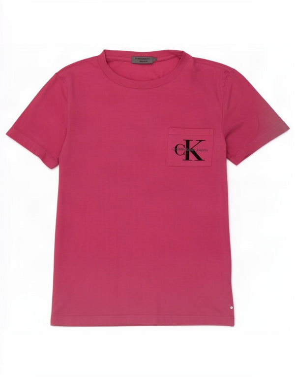 Tricou Calvin Klein Jeans pentru femei, cu croiala normală Top UK 16, bumbac roz mare