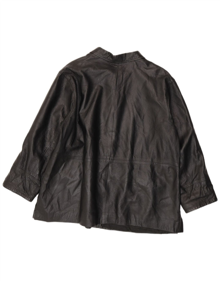 Geacă de piele vintage pentru femei IT 56 3XL din piele neagră