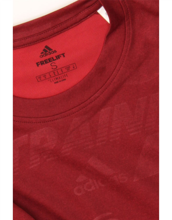 ADIDAS Mens Climalite Graphic T-Shirt Top Small Red Polyester Vintage Adidas and Second-Hand Adidas from Messina Hembry 
