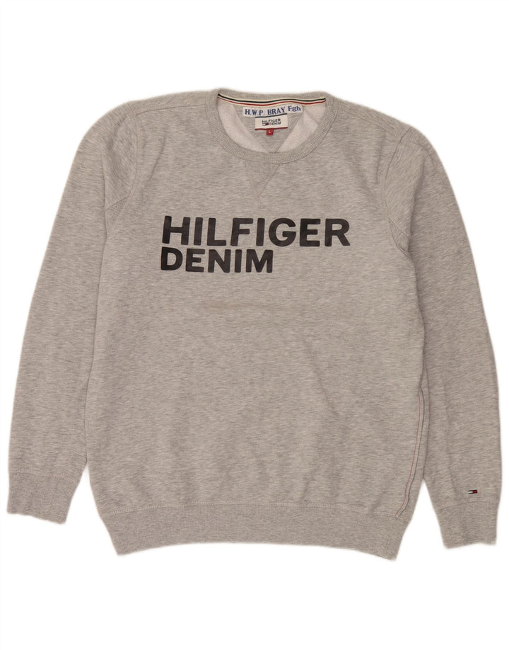 Hanorac grafic pentru bărbați Tommy Hilfiger Pulover mare din bumbac gri