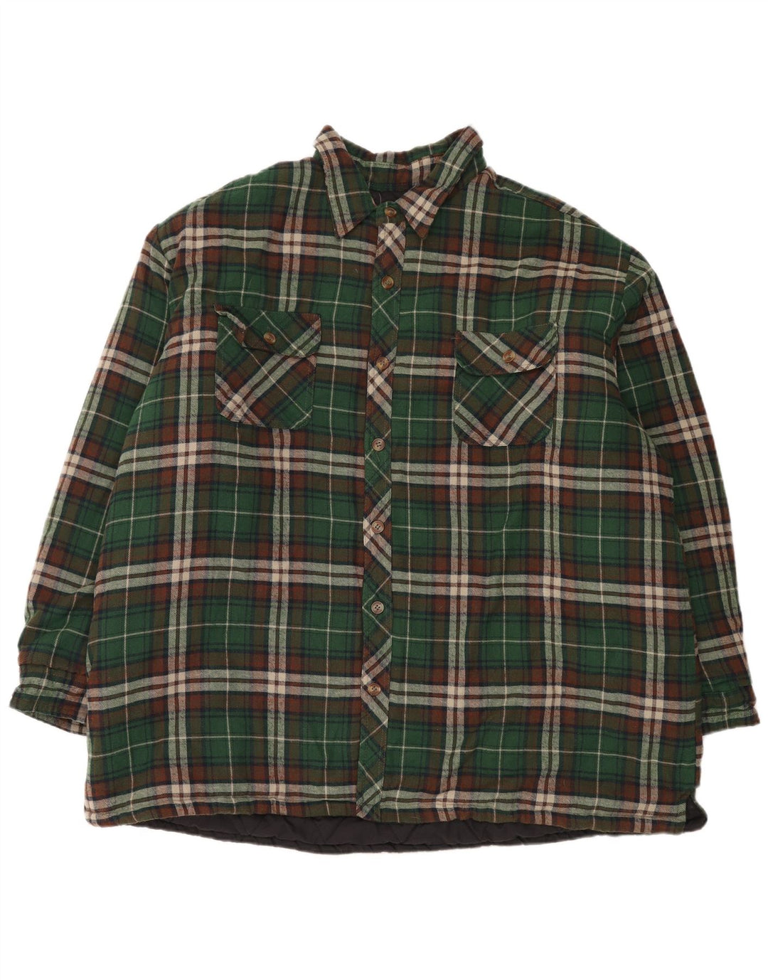 Cămașă de flanel căptușită vintage pentru bărbați 3XL, verde, poliester, clasică