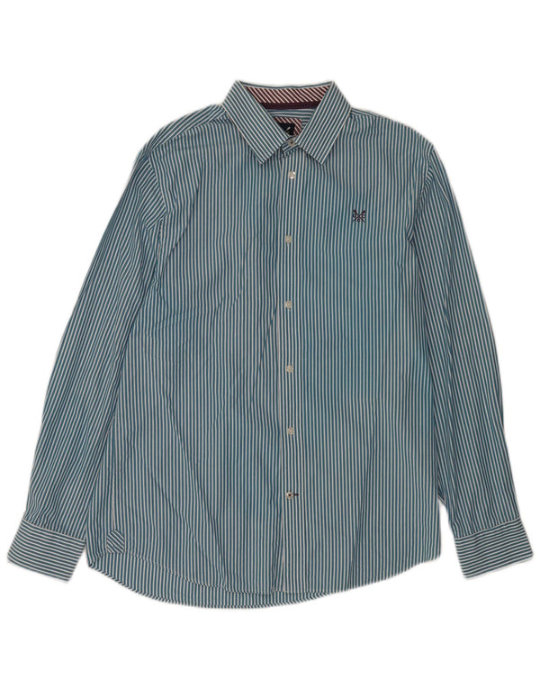 Crew Clothing Cămașă pentru bărbați, cu tăiere clasică, albastru mediu, bumbac cu dungi