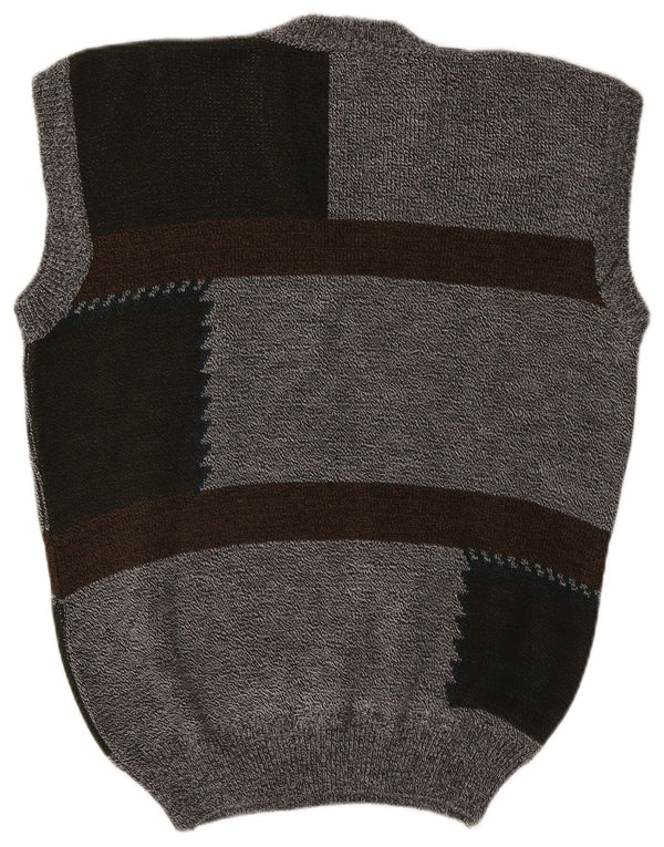 VINTAGE Vestă pentru bărbați Tank Top Gri mediu Acrilic Colorblock