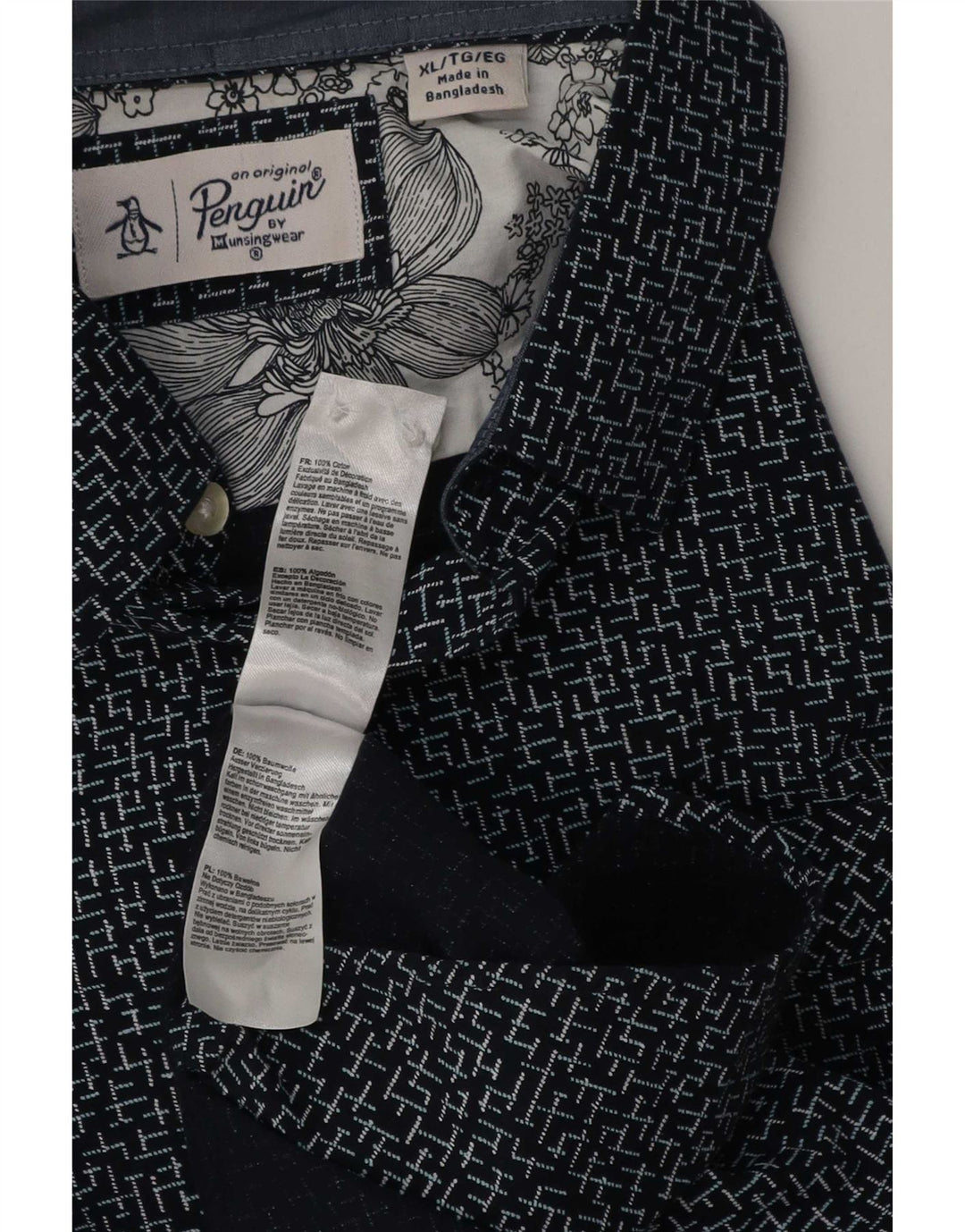 Cămașă pentru bărbați Penguin XL Bumbac Geometric Albastru