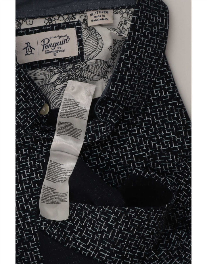 Cămașă pentru bărbați Penguin XL Bumbac Geometric Albastru