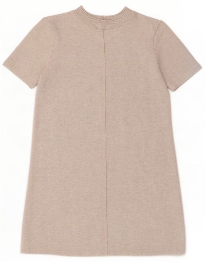Zara Womens Shift Dress UK 12 Medium Beige Poliester