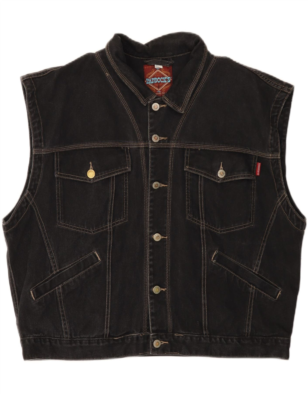 PADDOCK'S Gilet de denim pentru bărbați EU 48/50 XL bumbac negru