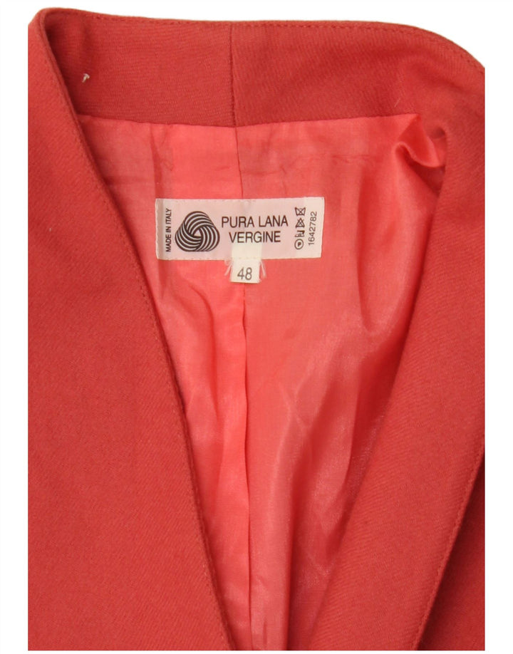 Jachetă vintage pentru femei cu piept dublu IT 48 XL roz din lână virgină
