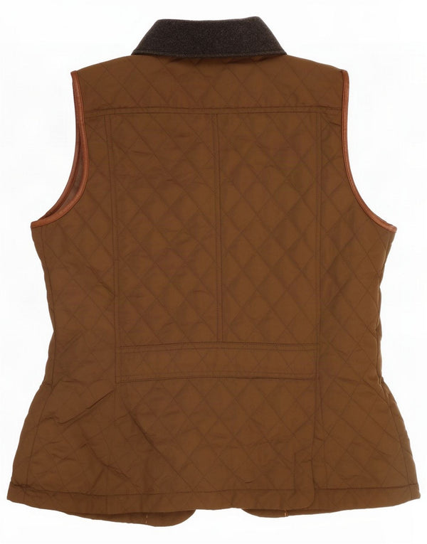 Massimo Dutti Womens Quilted Gilet UK 14 Large Brown Colourblock Poliester