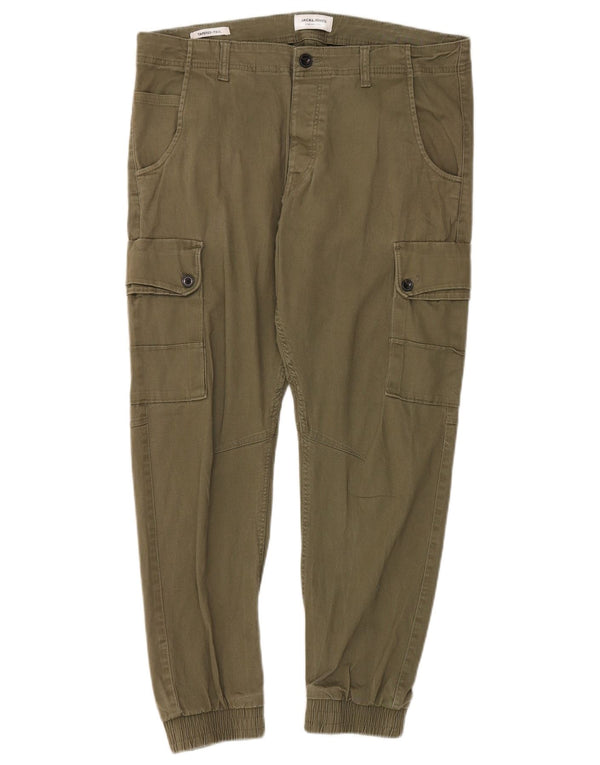 Pantaloni cargo conici pentru bărbați Jack & Jones Paul W36 L28 bumbac kaki