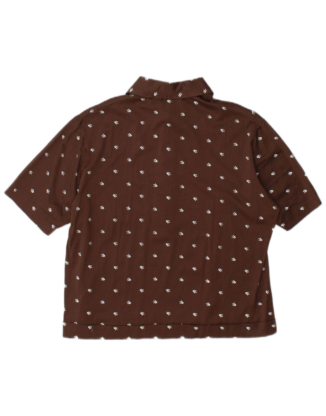 VINTAGE Cămașă pulover cu mânecă scurtă pentru femei IT 52 2XL Maro Geometric