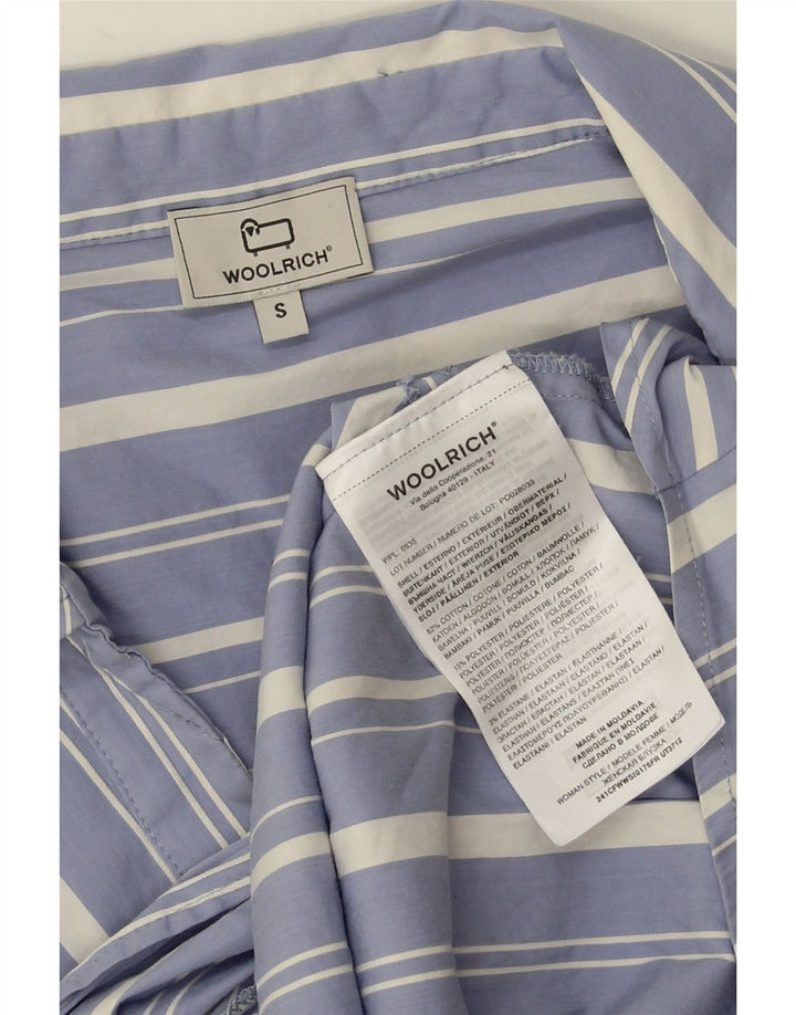 Bluză cămașă supradimensionată pentru femei Woolrich, cu mâneci 3/4, UK 10, cu dungi mici, albastre