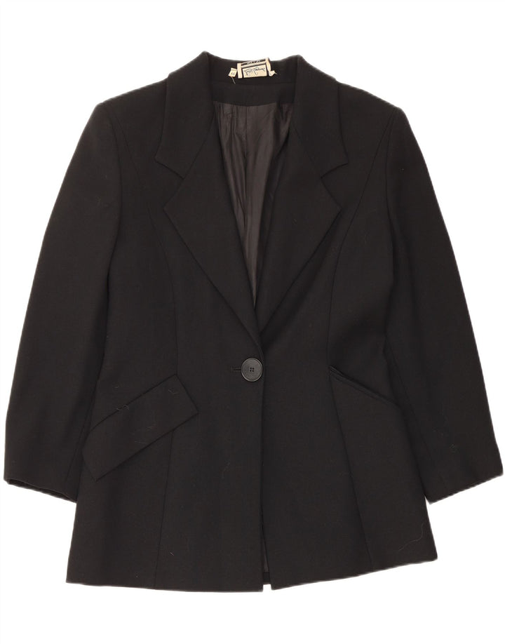LUISA SPAGNOLI Womens 1 Button Blazer Jacket IT 44 Medium Black Vintage Luisa Spagnoli and Second-Hand Luisa Spagnoli from Messina Hembry 