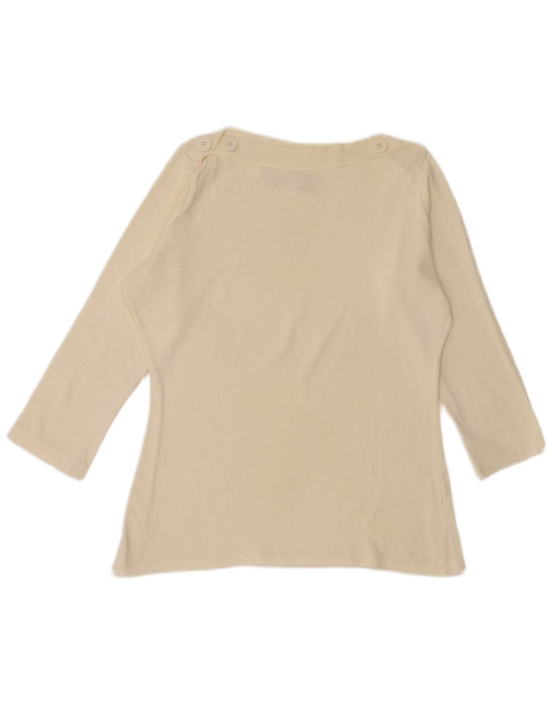 Top femeie Zara cu mâneci 3/4 UK 14 mare, alb, bumbac