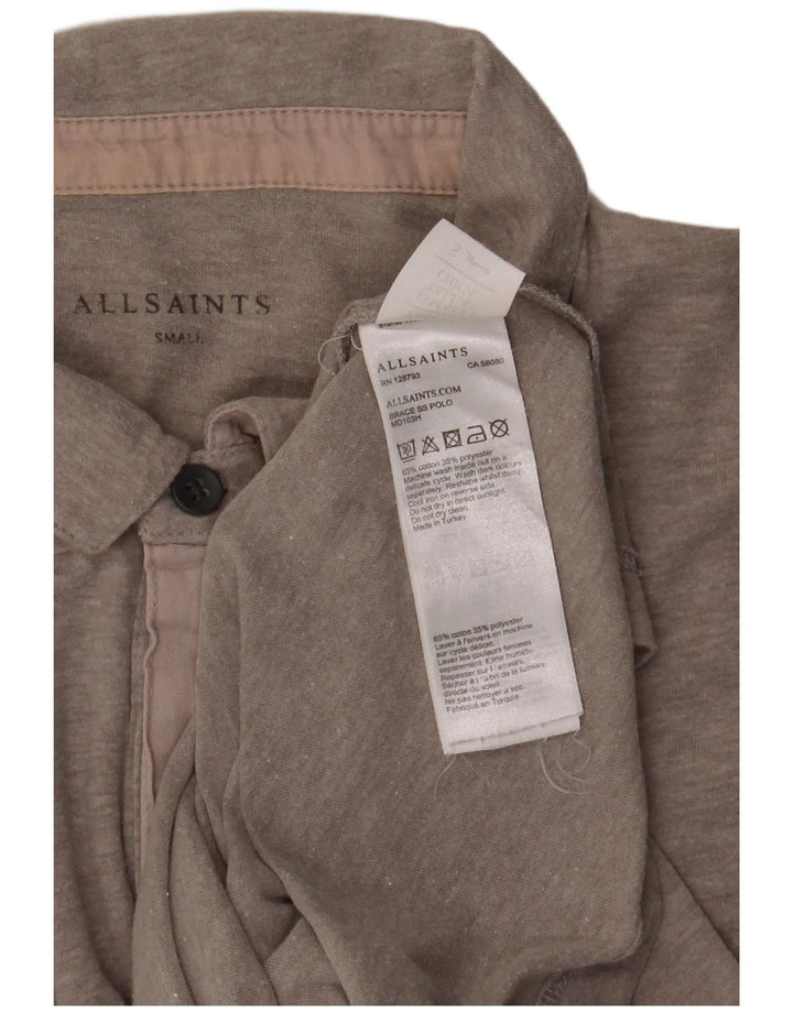 Tricou polo pentru bărbați All Saints, bumbac cu dungi gri mici