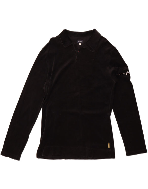 Cămașă polo cu mânecă lungă din catifea pentru bărbați Armani Jeans, bumbac negru XL