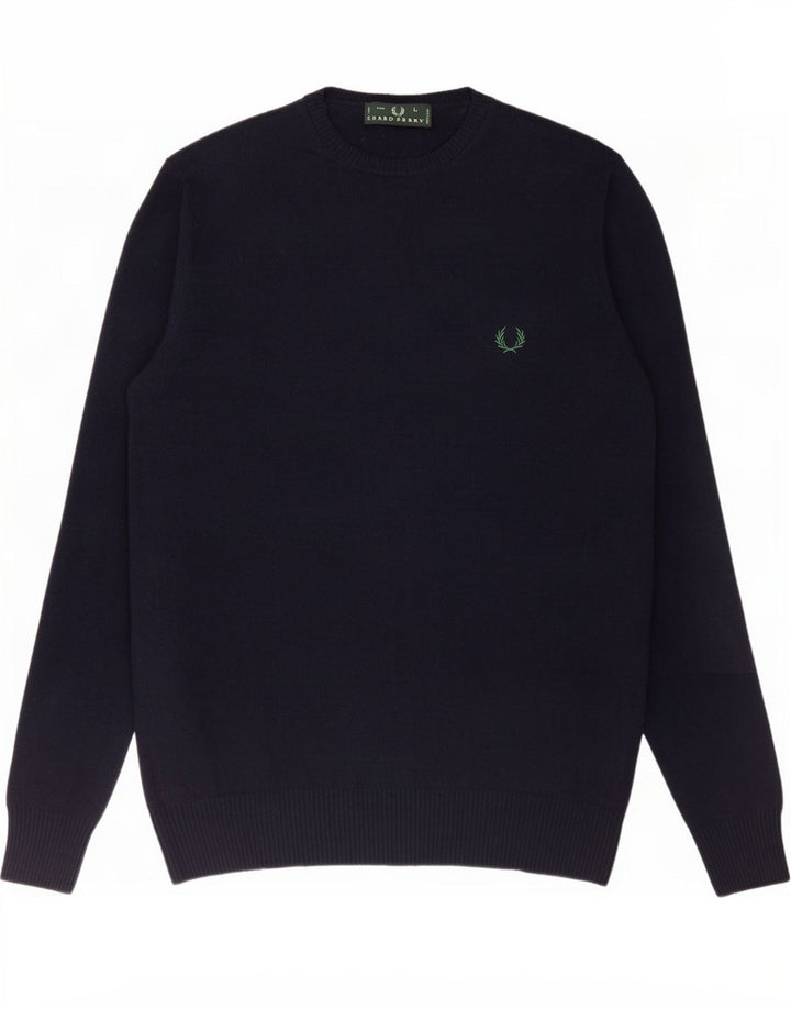 Pulover pentru bărbați Fred Perry, cu gât crew, lână mare, albastru