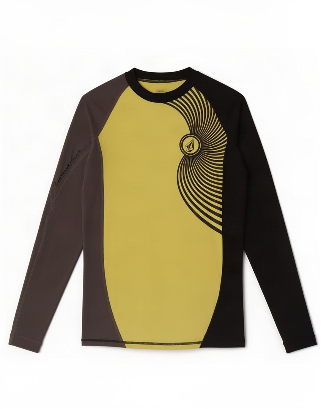 Top pentru bărbați Volcom cu mânecă lungă, galben mediu, nailon color bloc