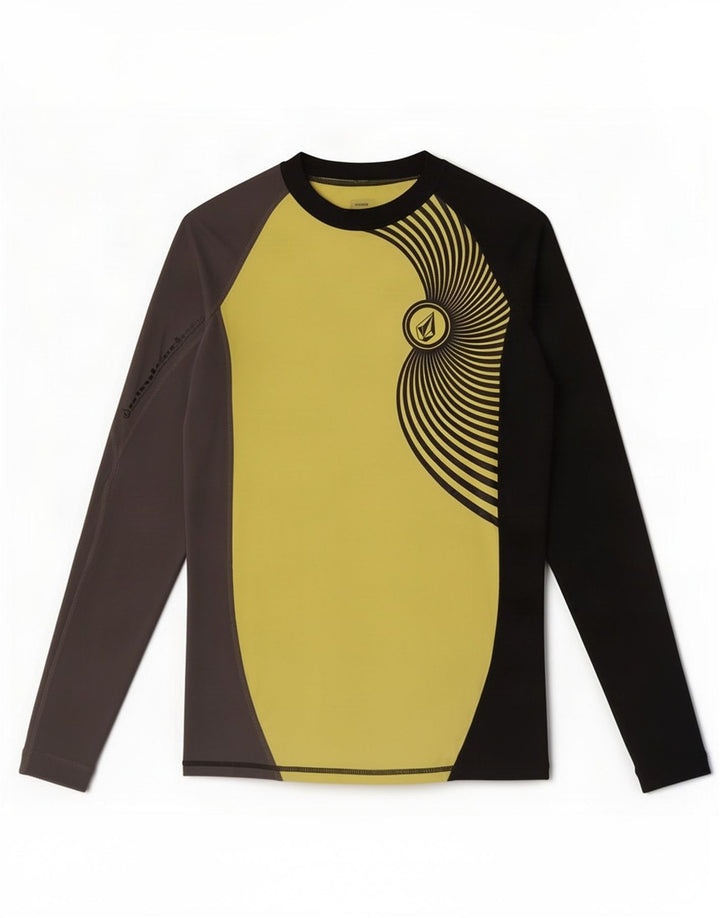 Top pentru bărbați Volcom cu mânecă lungă, galben mediu, nailon color bloc