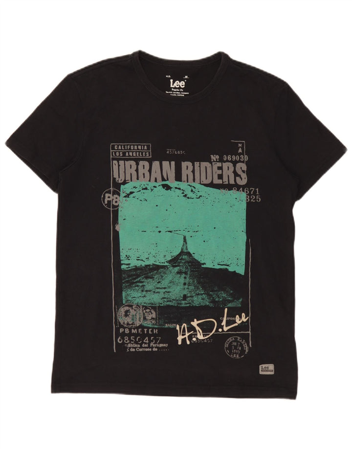 Tricou grafic Lee pentru bărbați, cu croială obișnuită, top mediu din bumbac negru