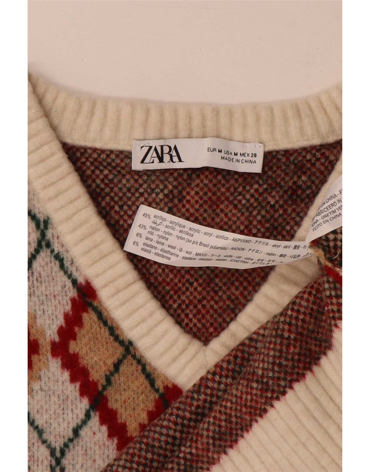 Top tanc pentru femeie Zara Crop Vest UK 14 Medium Multicolor Argyle/Diamond