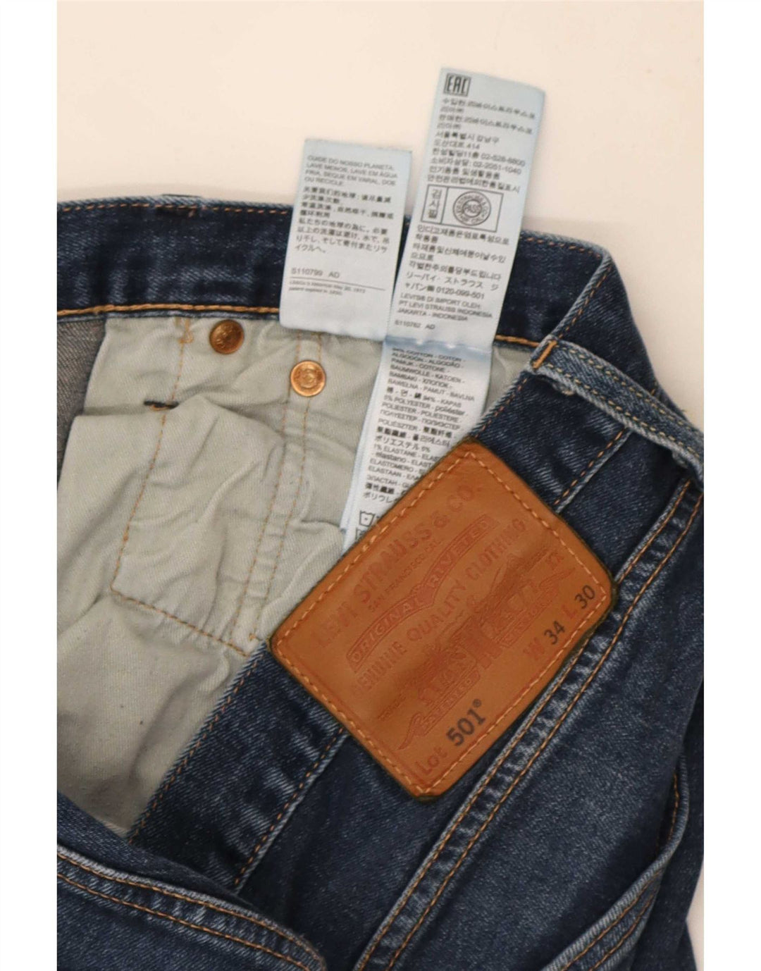 Blugi drepti pentru bărbați Levi's 501 W34 L30 Bumbac albastru
