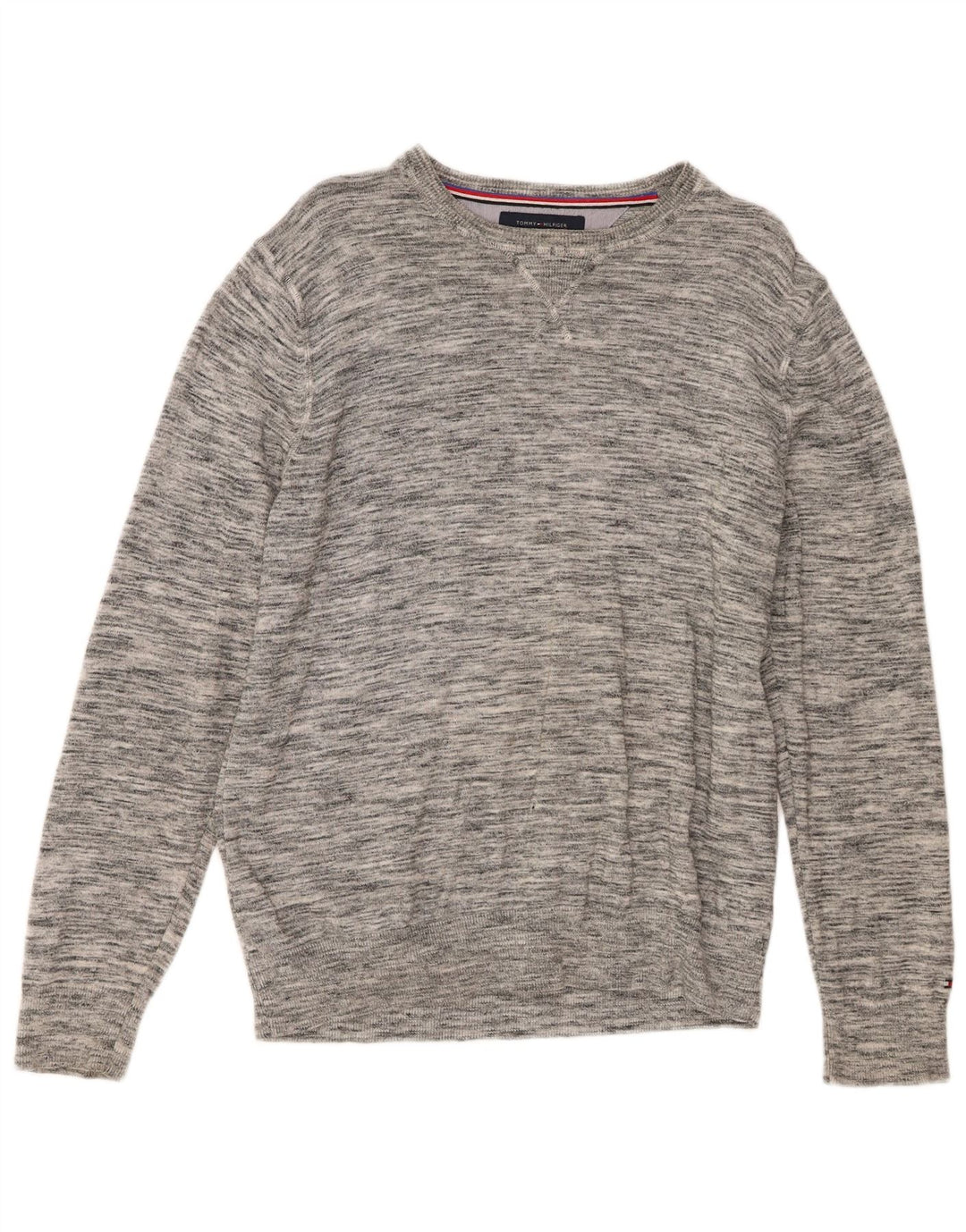 Pulover Tommy Hilfiger pentru bărbați, cu gât de barcă, bumbac cu pete, gri mediu