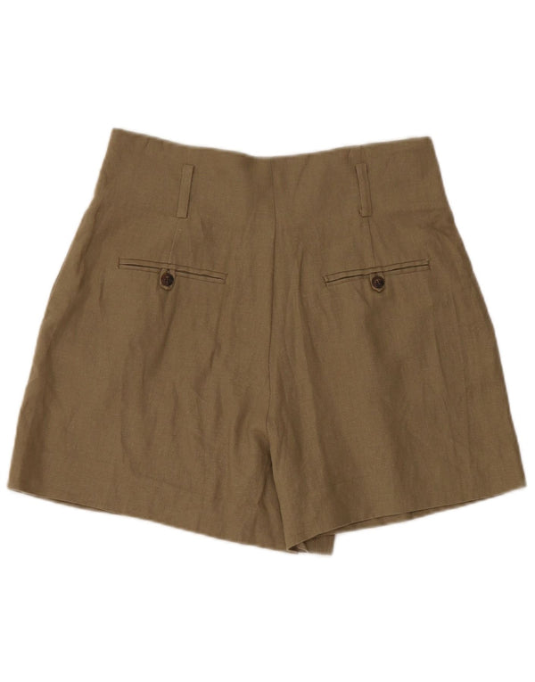 Pantaloni scurți chino cu talie înaltă pentru femei Zara W28 Medium Khaki Linen