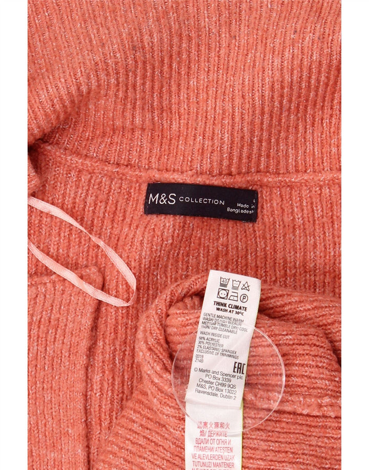 MARKS & SPENCER Pulover cardigan cu paragate pentru femei UK 16 mare portocaliu