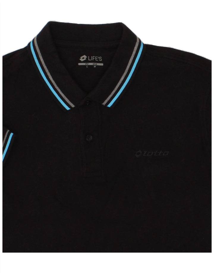 LOTTO Mens Polo Shirt Large Black Cotton Vintage Lotto and Second-Hand Lotto from Messina Hembry 