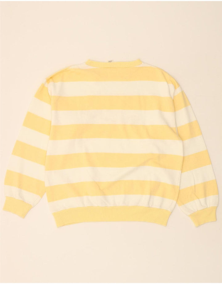 YORK Womens Oversized Sweatshirt Jumper IT 42 Medium Yellow Striped Vintage York and Second-Hand York from Messina Hembry 