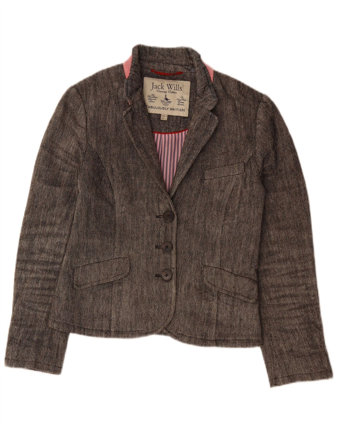 JACK WILLS Jachetă pentru femei cu 3 nasturi, UK 10, in mică, gri