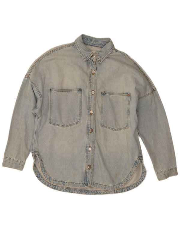 Cămașă denim supradimensionată pentru femei Zara UK 10 Bumbac albastru mic