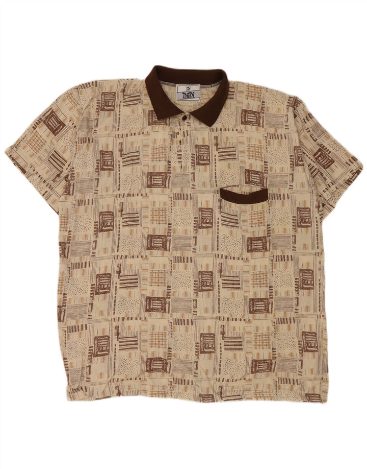 Tricou polo vintage pentru bărbați XL Bej Viscoză