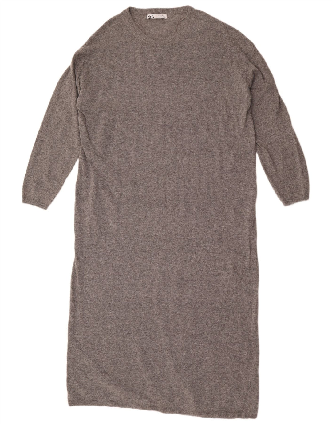 Rochie jumper Maxi cu maneci lungi pentru femei Zara UK 14 Lână gri mediu