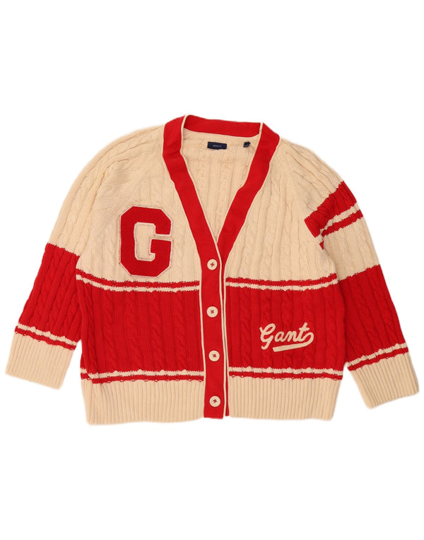 Pulover cardigan grafic Gant pentru femei UK 14 Medium Bej Colorblock
