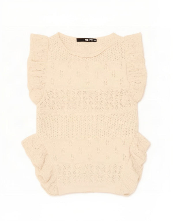 Zara femei Crop Vest Tank Top UK 8 Mic Bej Poliester