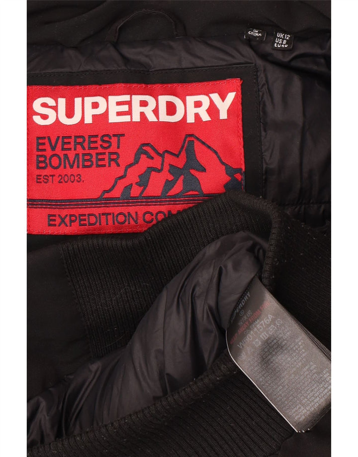 Jachetă căptușită cu glugă Superdry pentru femei UK 12 Poliester mediu negru
