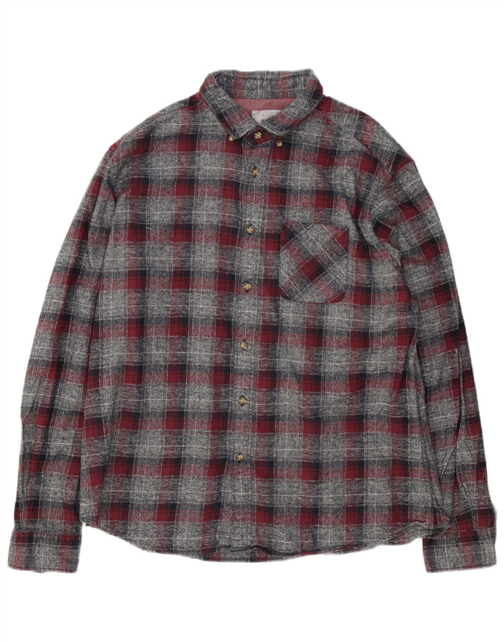 Cămașă din flanel pentru bărbați Marks & Spencer, XL, bumbac cu carouri gri