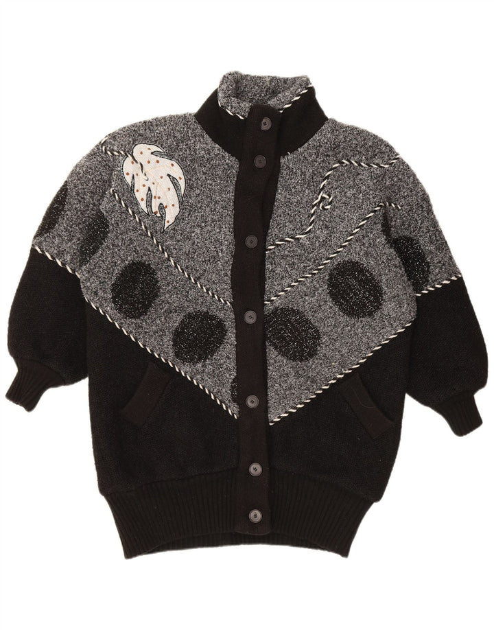 Pulover cardigan pentru femei VINTAGE UK 22 3XL Negru Colorblock