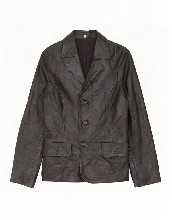 Jachetă de piele vintage pentru femei UK 10 Small Black