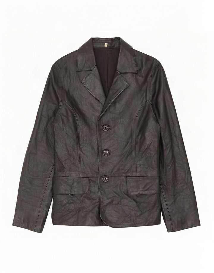 Jachetă de piele vintage pentru femei UK 10 Small Black