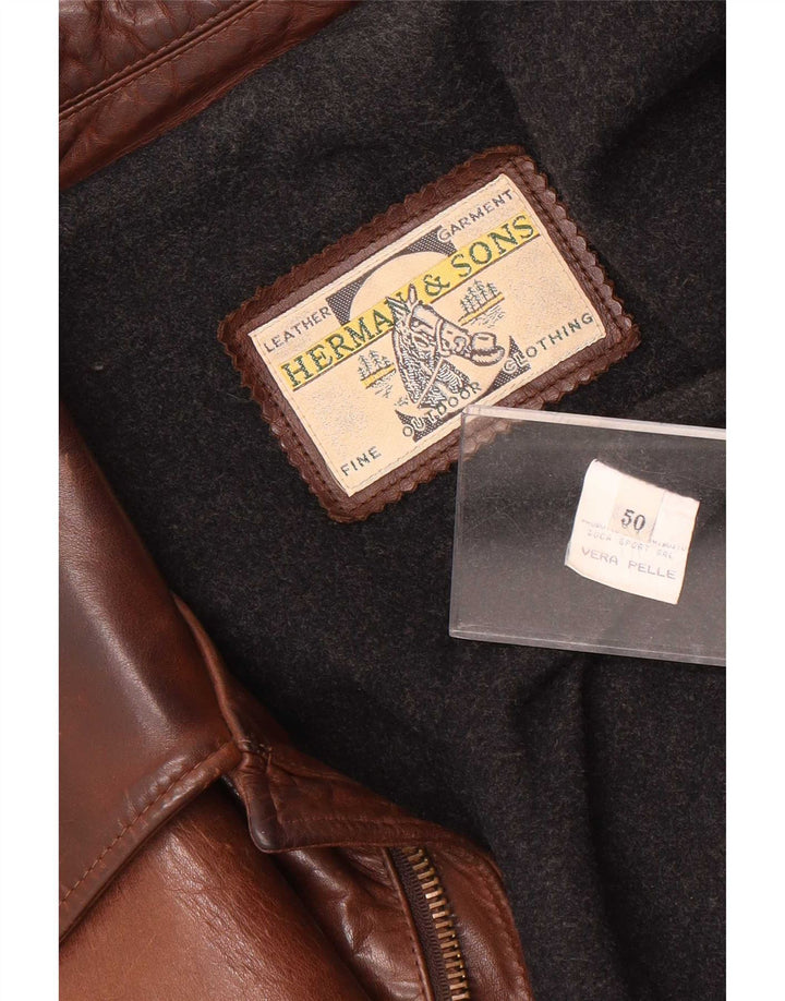 Geacă de piele pentru bărbați Herman & Sons IT 50 Maro mare