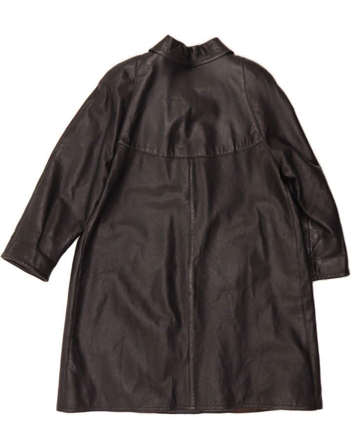 VINTAGE Womens Leather Coat UK 14 Medium Black Vintage Vintage and Second-Hand Vintage from Messina Hembry 